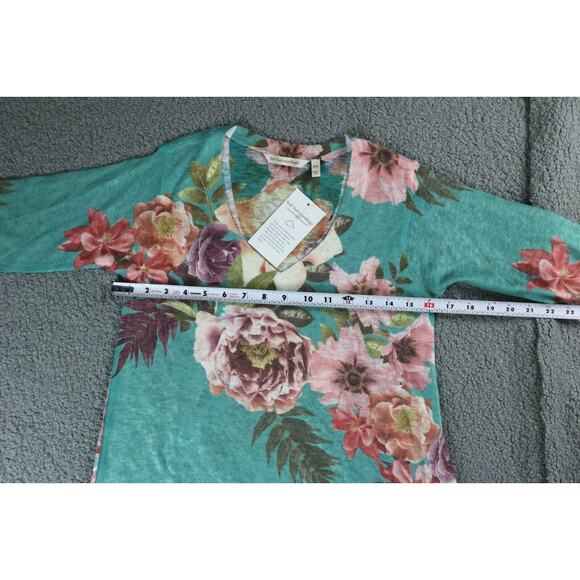 New Soft Surroundings Sweater Womens Xxs Tropical Floral Print V Neck USA - Picture 7 of 8